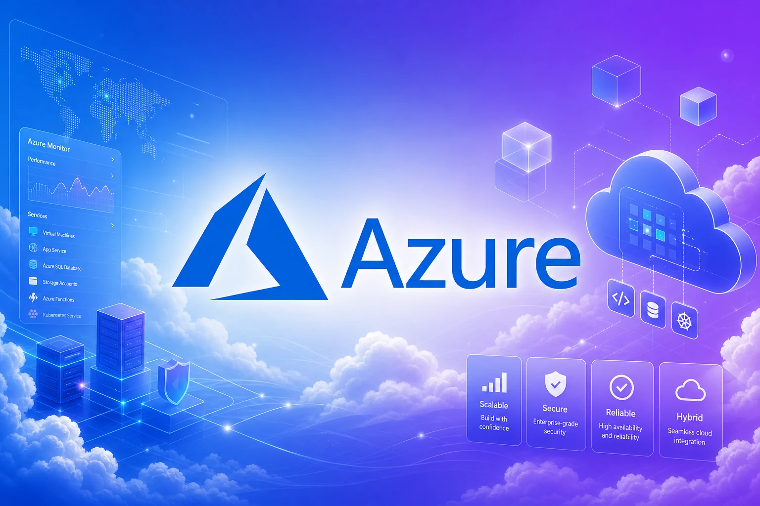 شعار Microsoft Azure واضح مع سمة Digilyo الزرقاء والبنفسجية