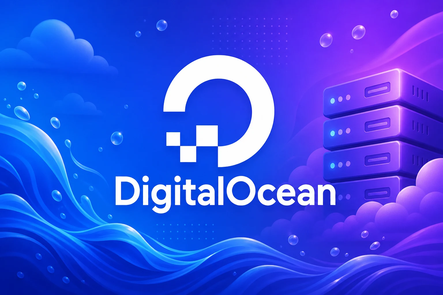 شعار DigitalOcean واضح مع سمة Digilyo الزرقاء والبنفسجية